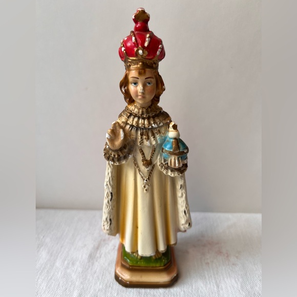 Other - Vintage Religious Figurine with Red and Gold Accents